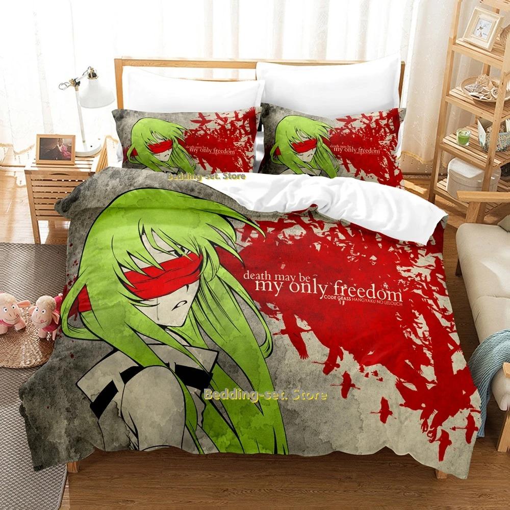 Постельное белье Code Geass Односпальное Полуторное Двуспальное Евро Размер Кинг Сайз Комплект для спальни Взрослый Ребенок Комплекты с пододеяльником Печать Аниме Комплект простыней