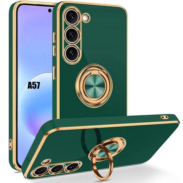 Чехол для Samsung Galaxy A57 5G, Тонкая защита от царапин с вращающимся кольцом - Ночной зеленый