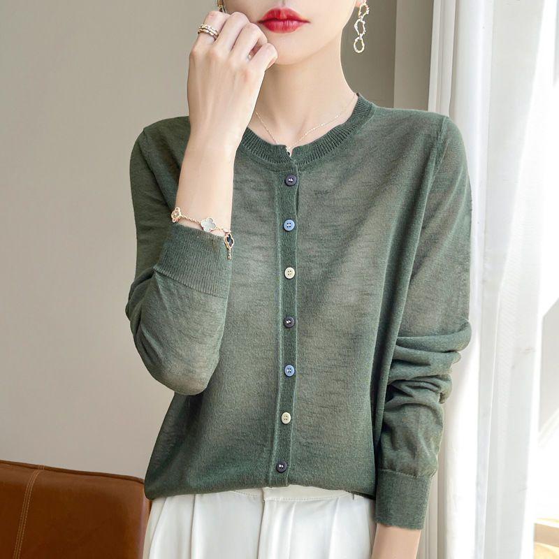 Женский тонкий вязаный кардиган приталенного силуэта для лета, с длинным рукавом, большого размера, топ для весны и осени, верхняя одежда