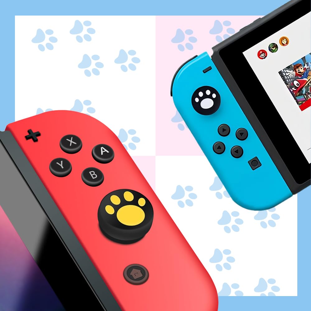 Nintendo Джойстик Кошачья Лапа и Кнопка Лапы Отпечаток Лапы Силиконовый Контроллер Удобный Легкий Совместимый с 8 Цветами Чехлы для Joy-Con, Чехлы, Дизайн,