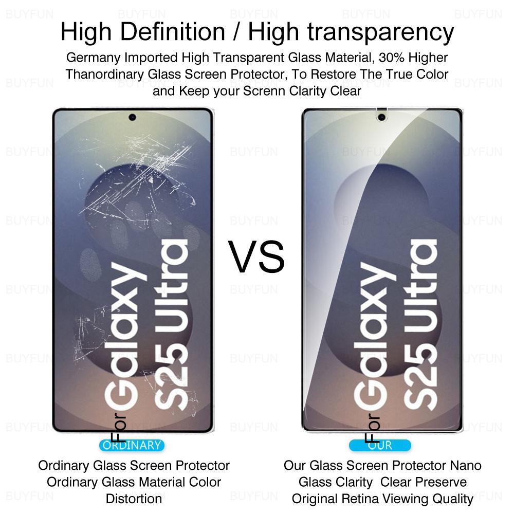 Комплект из 3 защитных стекол из закаленного стекла для серии Samsung Galaxy S25 - 0,26 мм, совместимы с разблокировкой по отпечатку пальца, HD-прозрачность