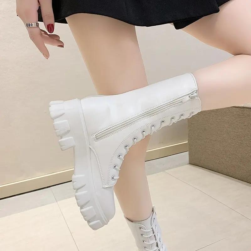 Новые ботинки для женщин 2024 Осень Зима Высокие женские ботинки Модные женские теплые повседневные ботинки Удобная женская обувь на платформе