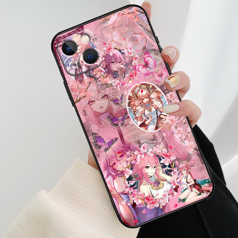 Чехол для телефона Yae Miko Genshin Impact для iPhone 17 Pro Max 14 13 12 11 15 16 Pro Max mini 16 15 Plus 16e 17 Air