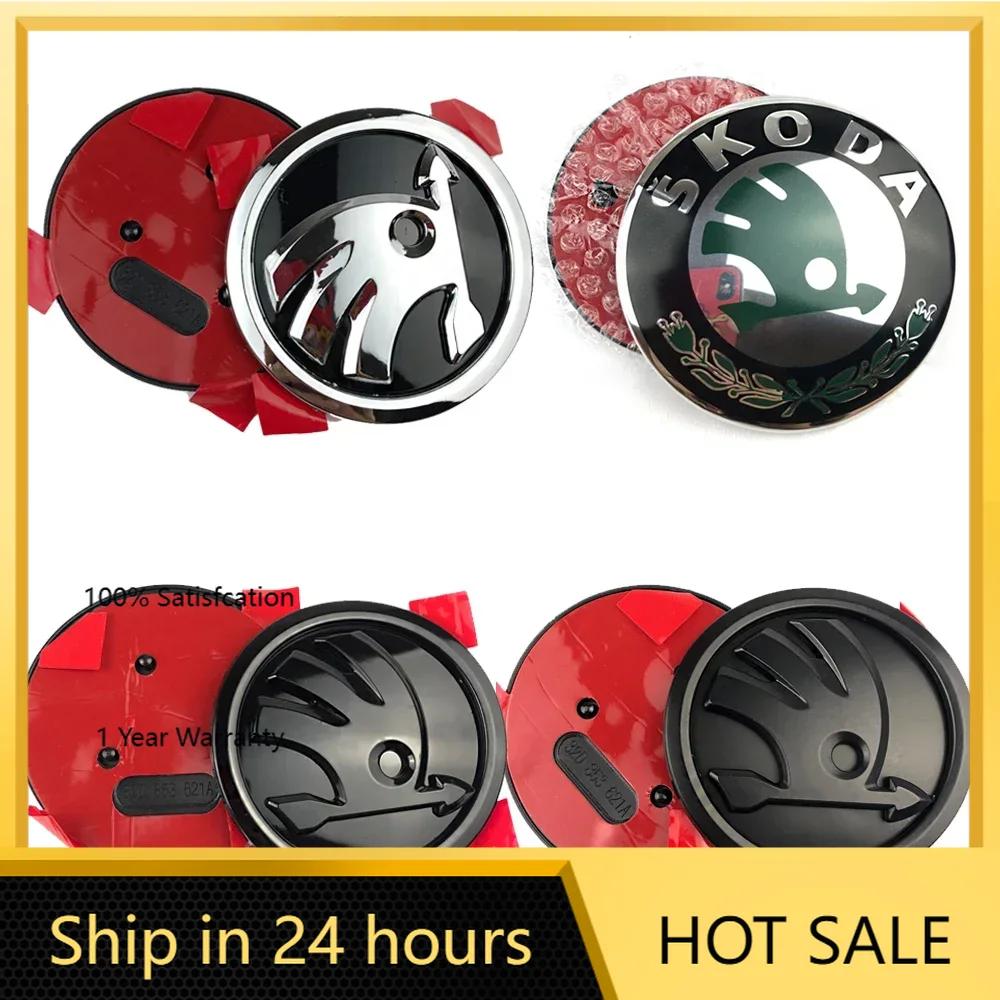 Car Sticker 2026 Hot 2pcs Car Front Hood Badge Rear Trunk Emblem Sticker For Skoda Yeti VRIS Rapid Octavia a5 a7 Kodiaq Karoq Ka