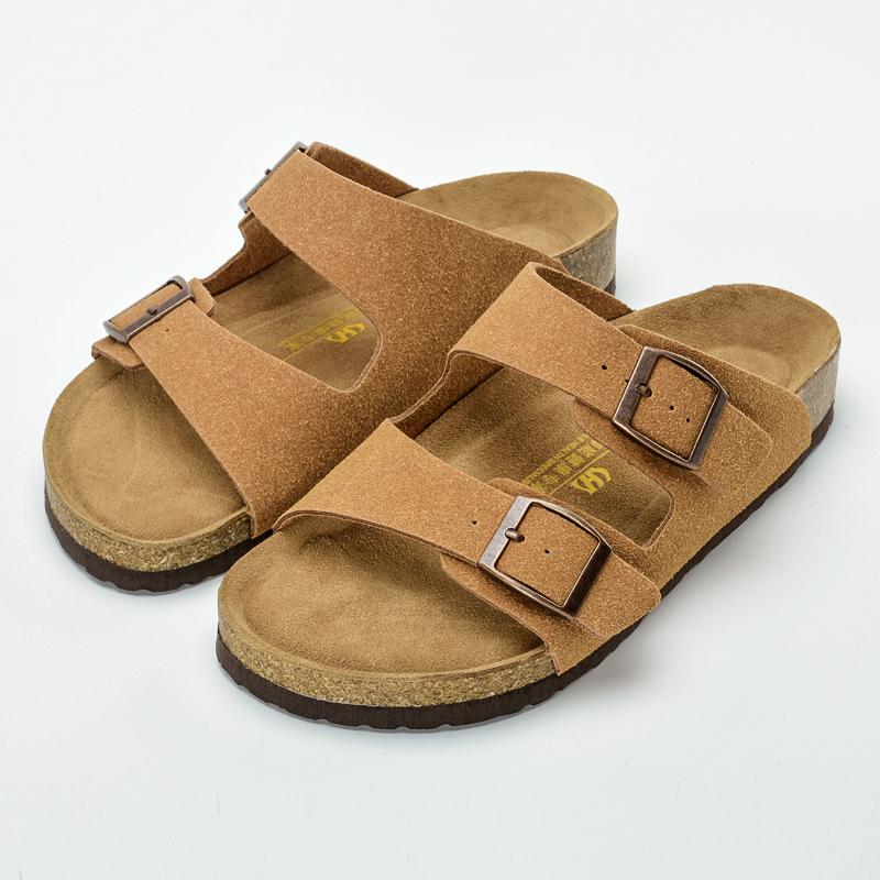 Модные универсальные шлепанцы для пляжа мужские белые сандалии Толстая подошва Пробковые шлепанцы Летние повседневные С двойной пряжкой Нескользящие сабо Слайды
