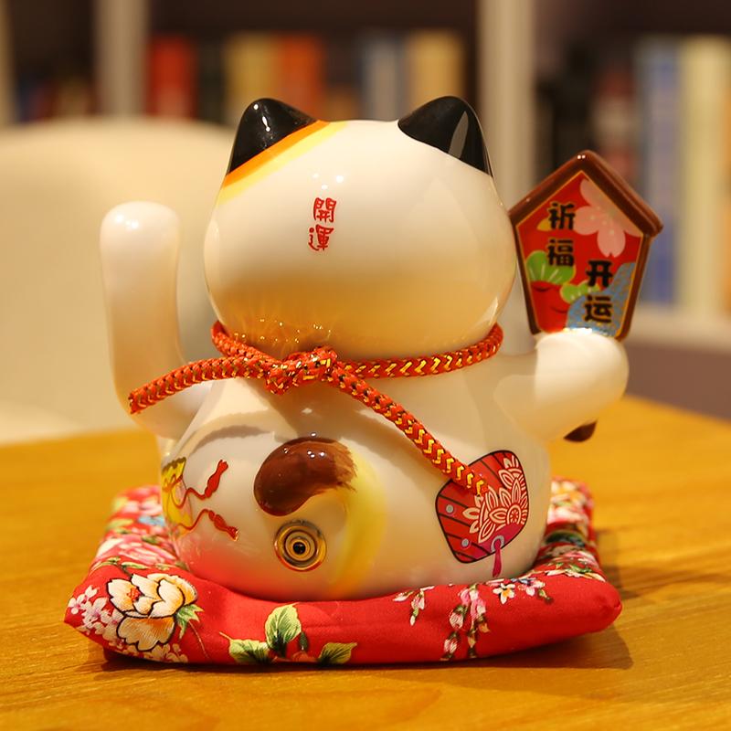 6-дюймовый керамический манящий кот, машущий рукой, удачливый кот, электрический Манеки-неко, лучший подарок, украшение для дома, удачливый кот