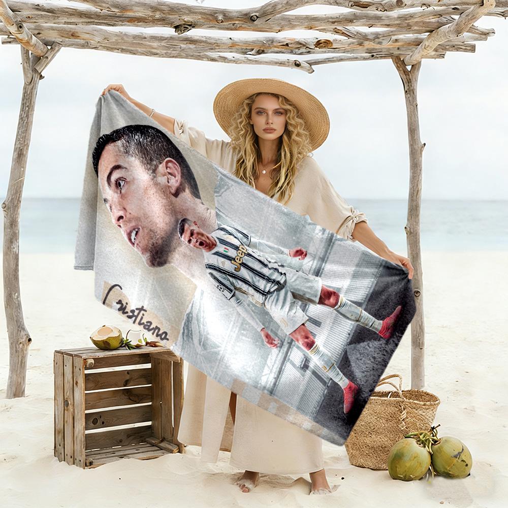 Ronaldo Action Beach Towel Super Soft Microfiber Quickdry Fabric Comfortable Lightweight