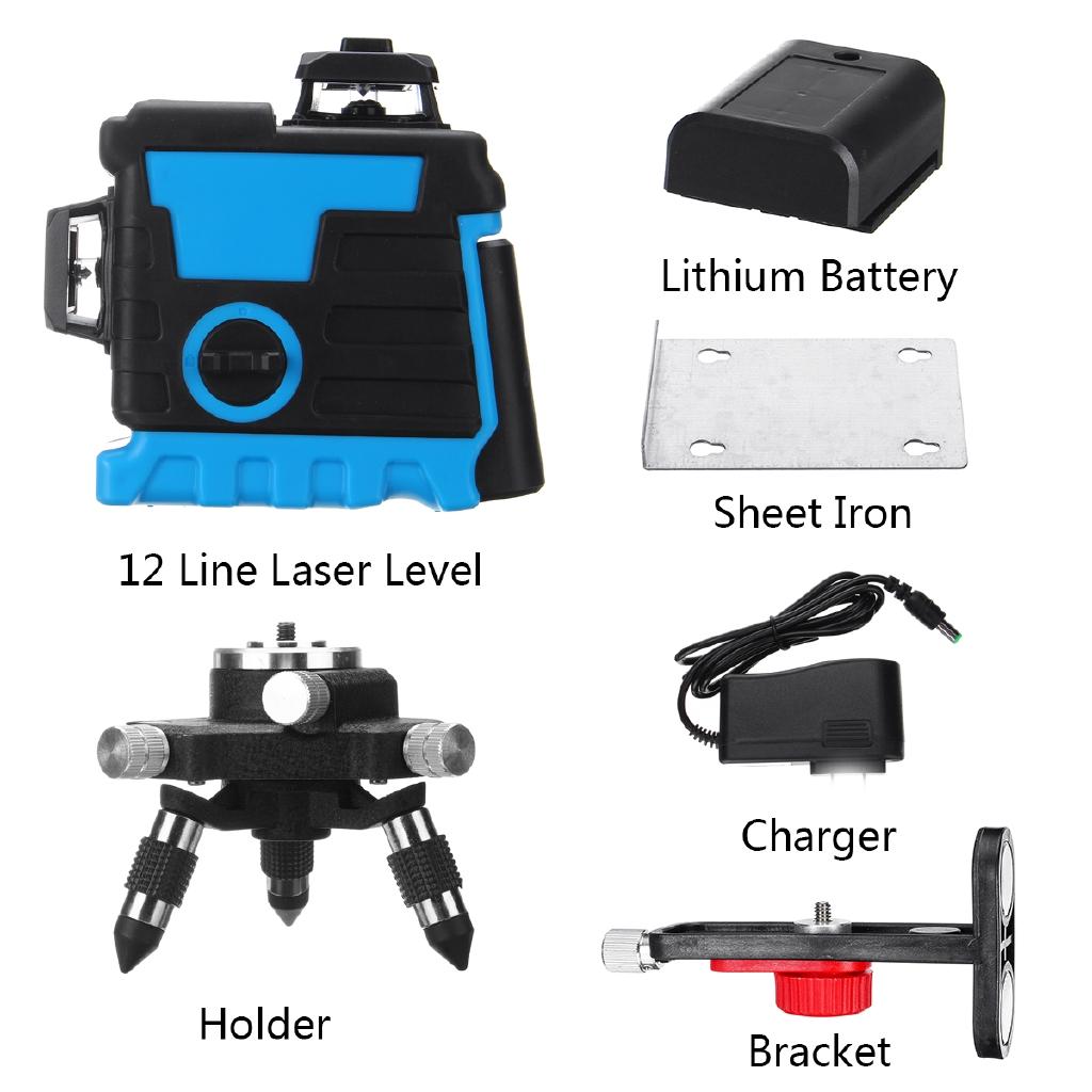 12 линий 3D самовыравнивающийся лазерный уровень 360 горизонтальная и вертикальная перекрестная супермощная зеленая лазерная линия + аккумулятор