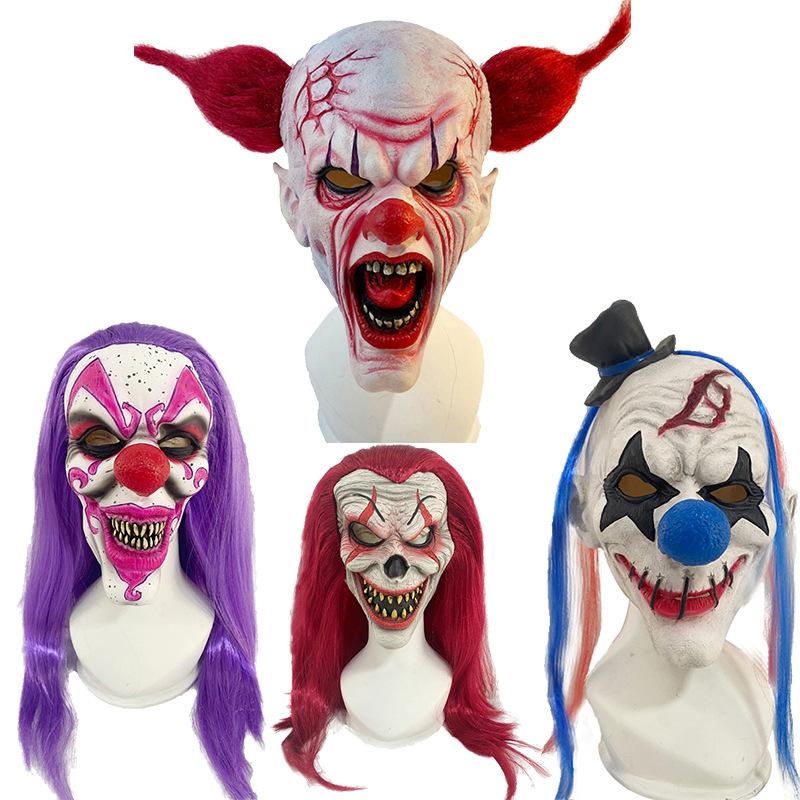 New Halloween Long-Haired Clown Mask Latex Headgear Exclusive Supply