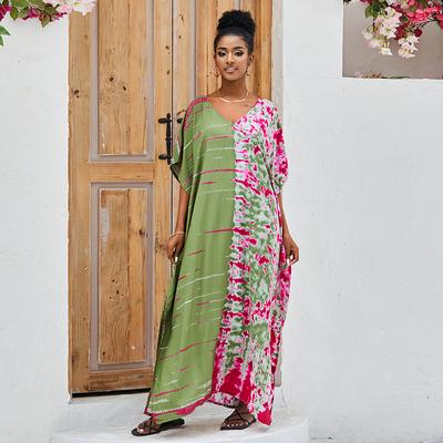 Женское богемное платье-кафтан с принтом, большие размеры, накидка для купания, пляжная одежда, платья-кафтаны с принтом, летняя одежда Q1218