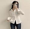Корейская минималистичная однотонная рубашка с поясом на талии и длинными рукавами, стройнящая фигуру, для женщин