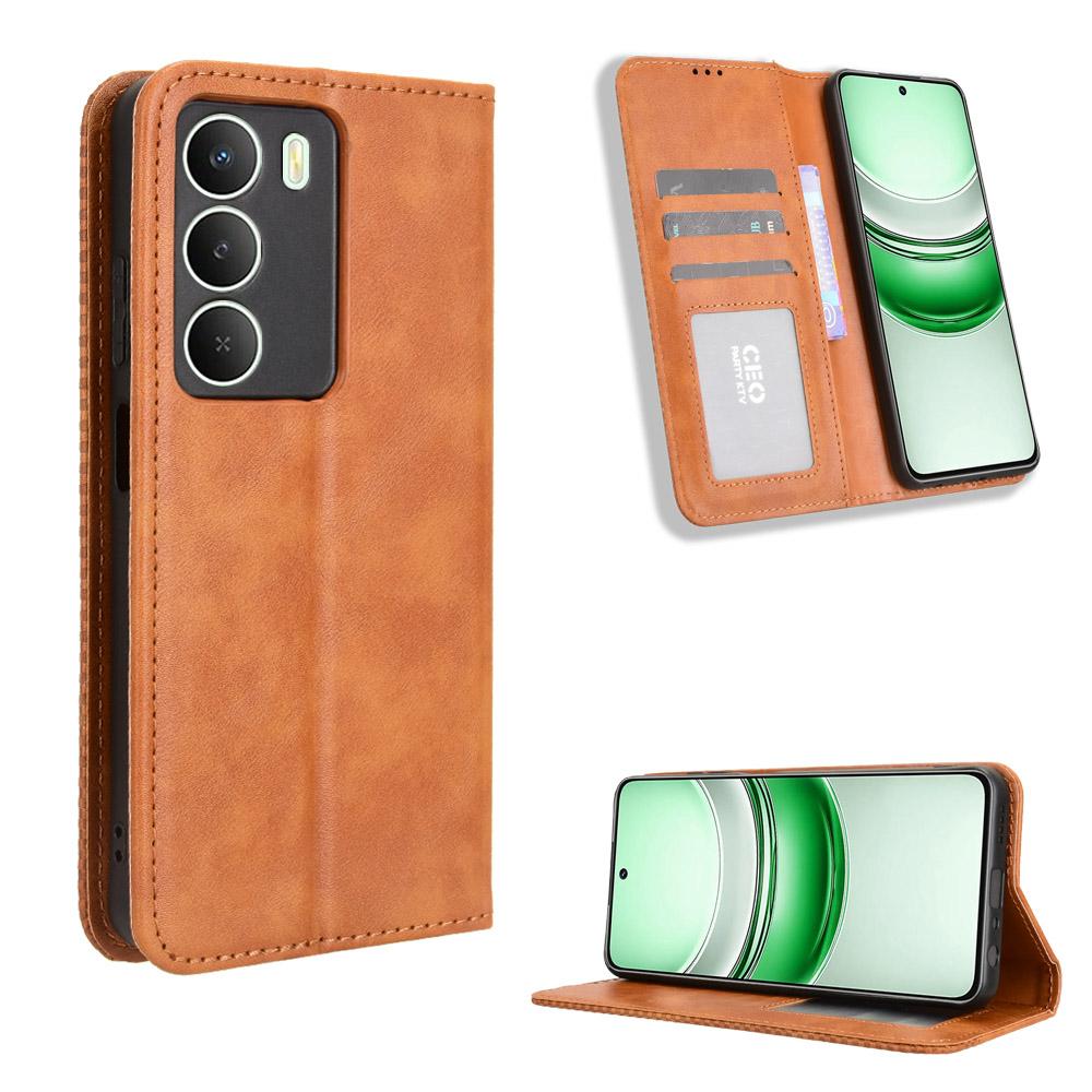 For Realme V70 5G/Realme V70s 5G/Realme 14x 5G Leather Case Wallet Stand Retro Texture Phone Cover