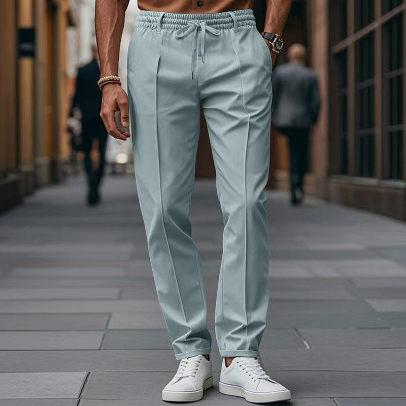 Мужские однотонные брюки большого размера, облегающие, в стиле business casual. Простой дизайн для работы и повседневной носки.