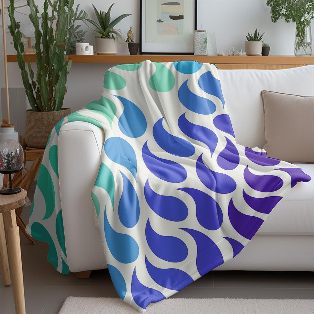 Vivid Color Water Drop Geometric Print Soft Fleece Blanket Throw for Sofa Bed Decoration Gift