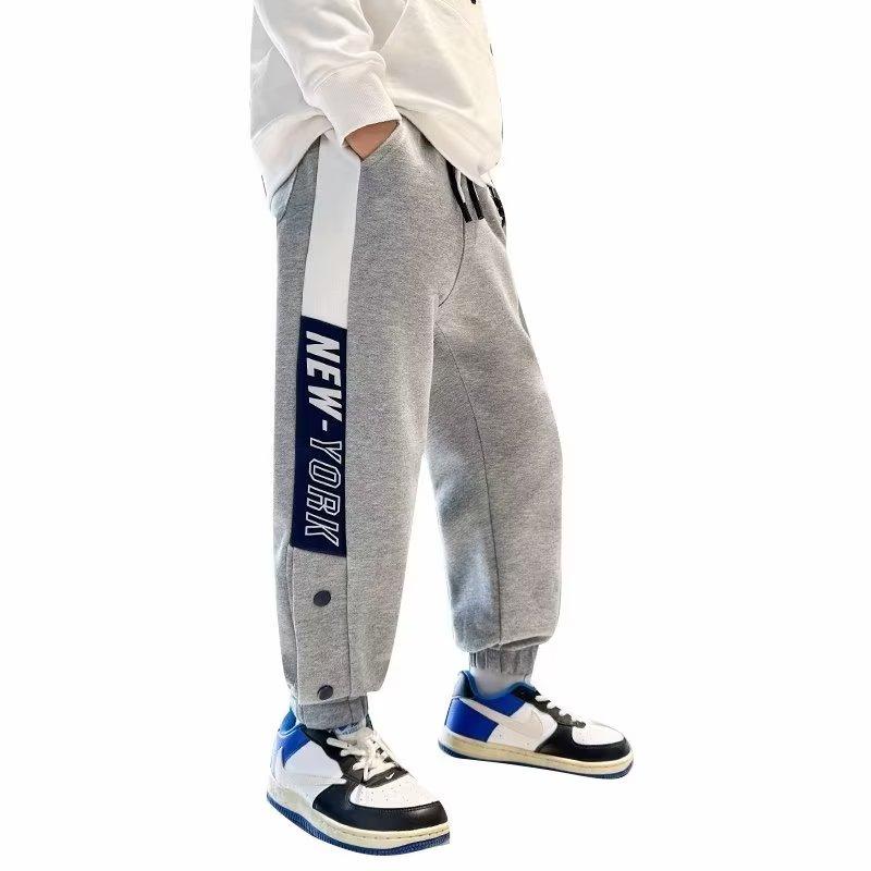 Брюки для мальчиков весна-лето-осень Брюки для детей и подростков Тонкие детские спортивные прямые брюки Модные брюки с тремя полосками Модные