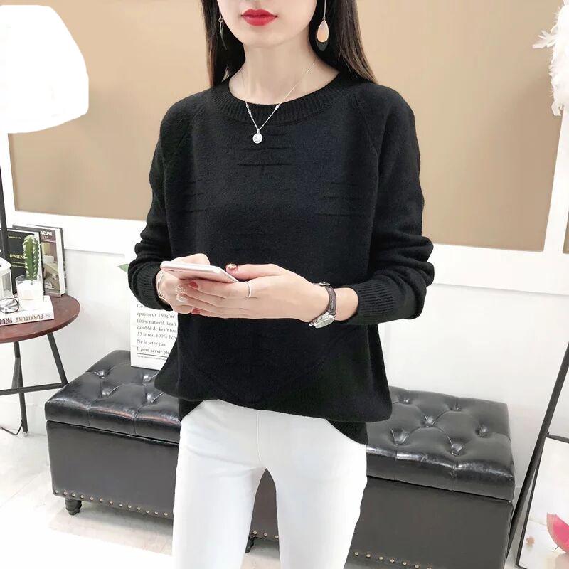 Зимний женский теплый свитер с низким воротником и саженцем, свободная студенческая майка, толстовки