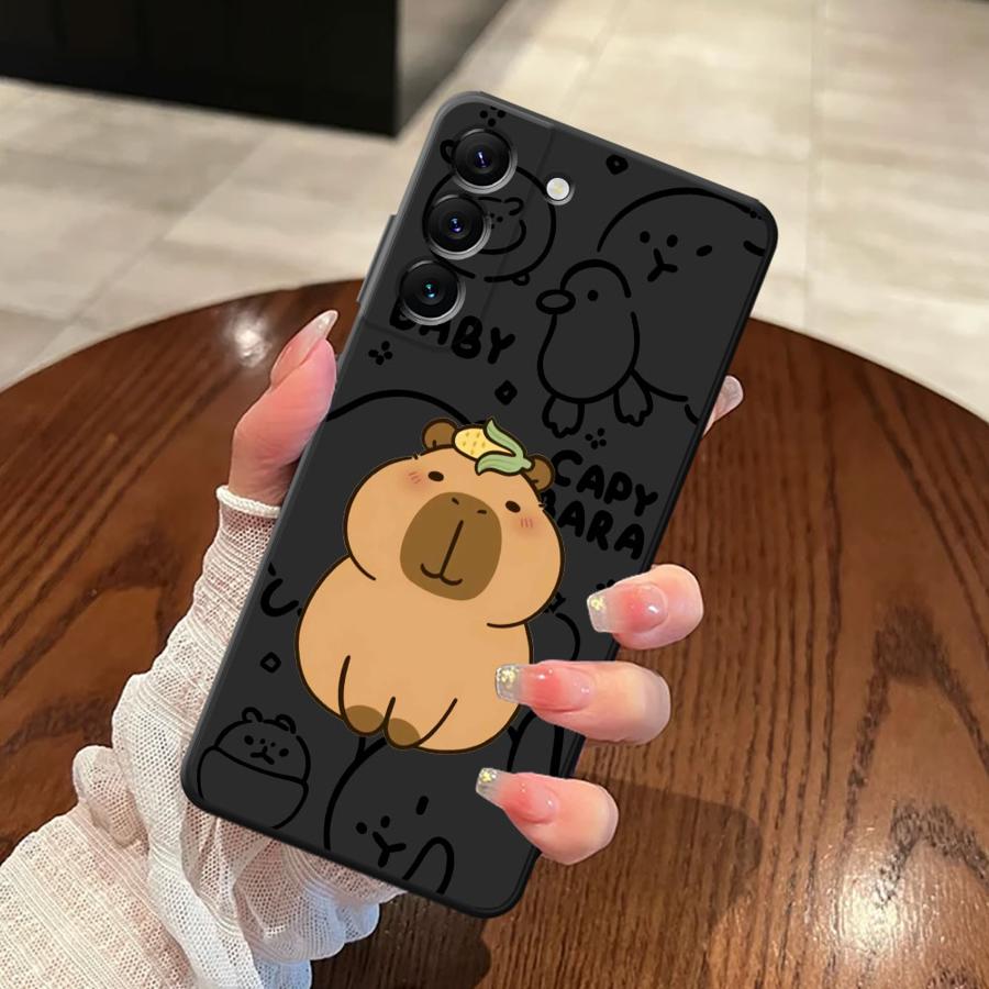 Чехол для Samsung Galaxy A40 A16 A17 A06 A20 A13 A30 A15 A70 A05 A04 A50 A10 A12 Черный Мягкий Чехол для Телефона Капибара Милый Мультяшный
