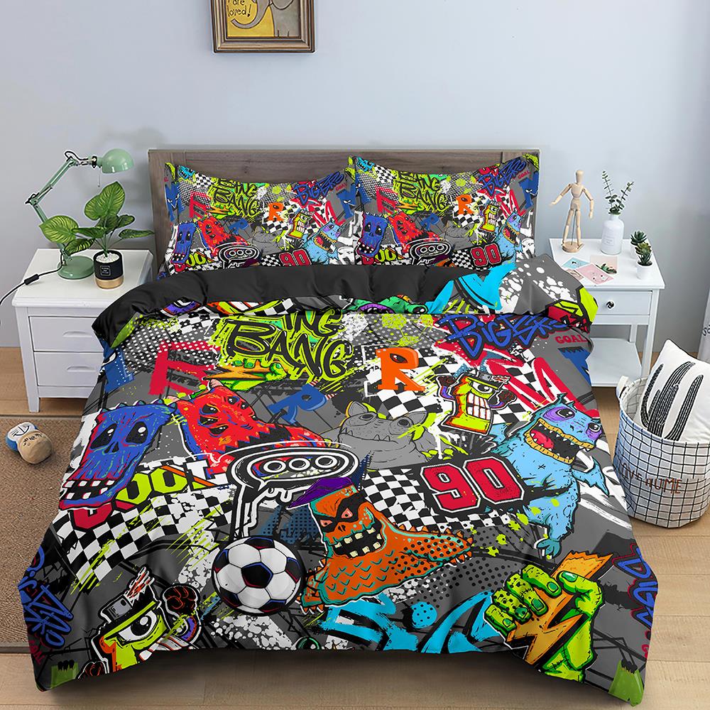 Комплект постельного белья с граффити, пододеяльник с рисунком для подростков и взрослых, хип-хоп, хиппи, покрывало для стены, урбанистическое уличное искусство, полиэстеровое одеяло, покрывало