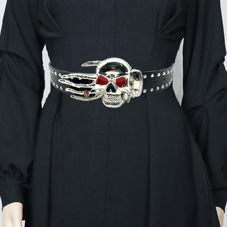 Девушка Блестящий Пояс Уличный Танец Джинсовый Пояс Декоративный Пояс с Черепом с Шипами