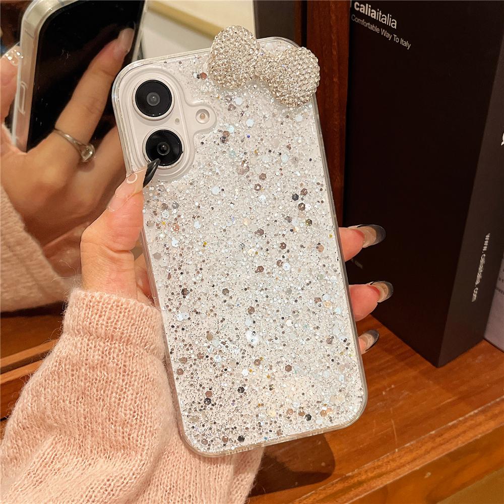 Роскошный 3D Flash Diamond Bow блестящий чехол для телефона iPhone 16 15 14 13 12 11 Pro Max X XS Max XR 7 8 Plus блестящая задняя крышка