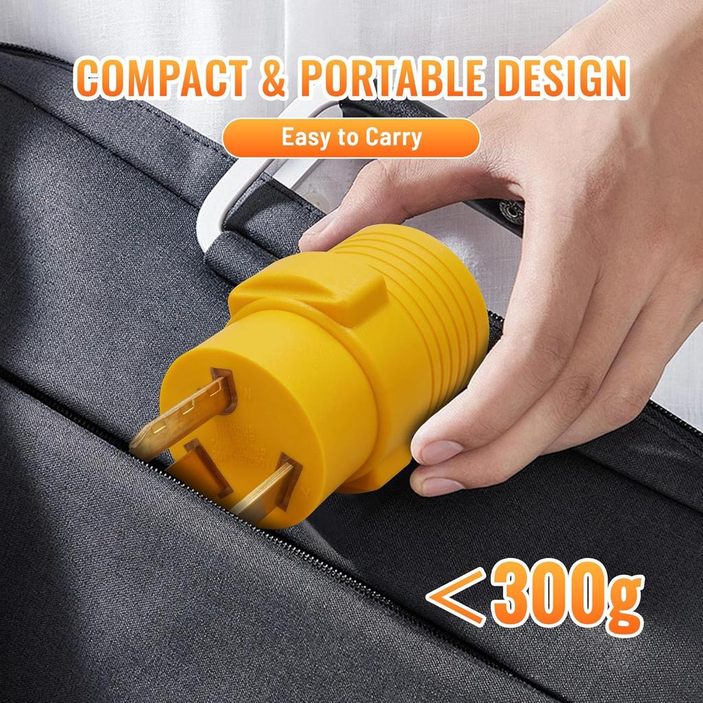 MECMO 50 Amp To 30 Amp RV Adapter, NEMA 14-50P To NEMA TT-30R 50A Male To 30A Female RV Plug Adaptor Connector, 4 Prong RV Power To 3 Prong