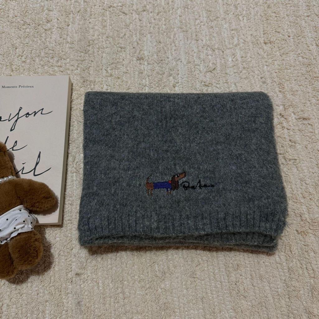 Толстый теплый вязаный шарф в корейском стиле - однотонный, милый и холодостойкий для щенков-девочек, зима 2024 г.