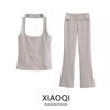 Fashion Style 2024 Autumn New Women's Clothing Double-Sided Cloth Stretch Sleeveless Open Back Hanging Collar Tops 3641835
