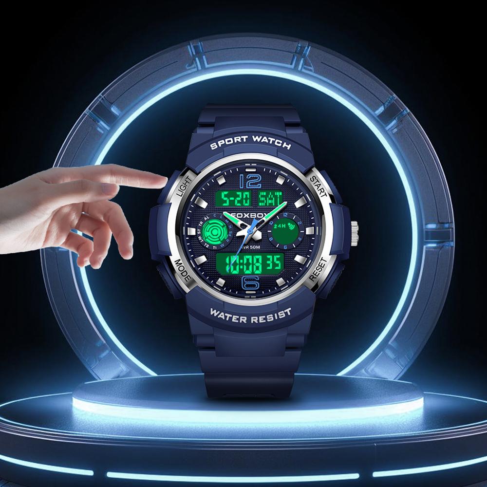 FOXBOX Fashion Men Watch Sport Casual Luminous Waterproof Dual Display Men's Digital Watch