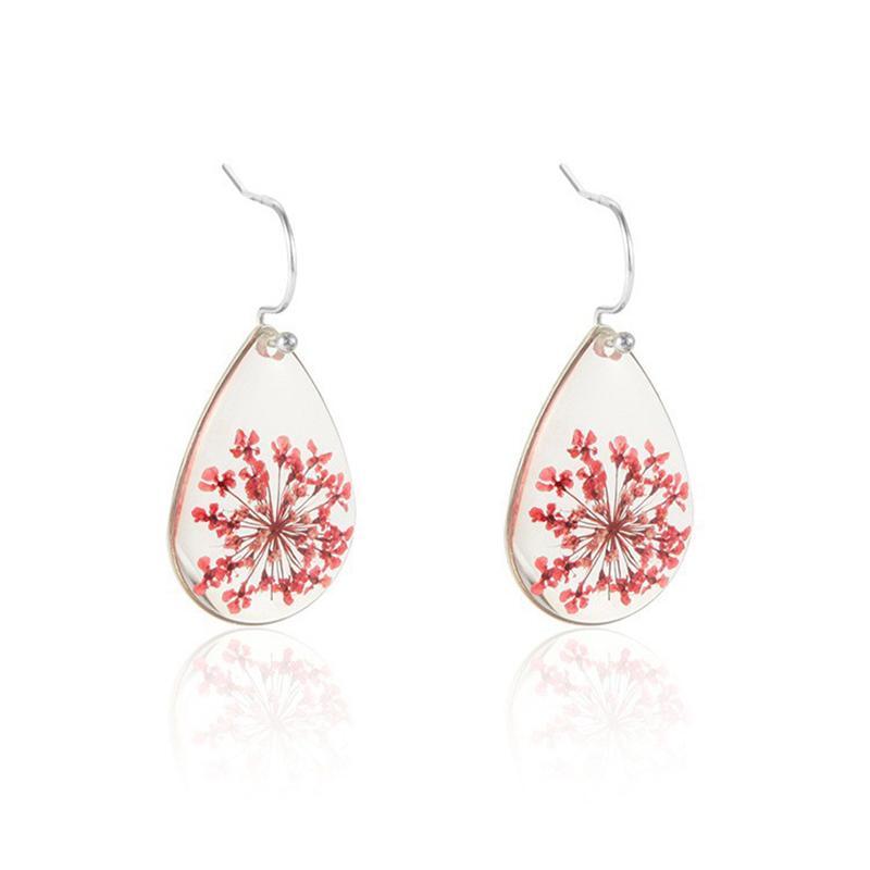 1 пара сережек в форме капли из сухоцвета Вечный цветок Сухоцвет Babysbreath Вербена Василек Уникальный натуральный цветок