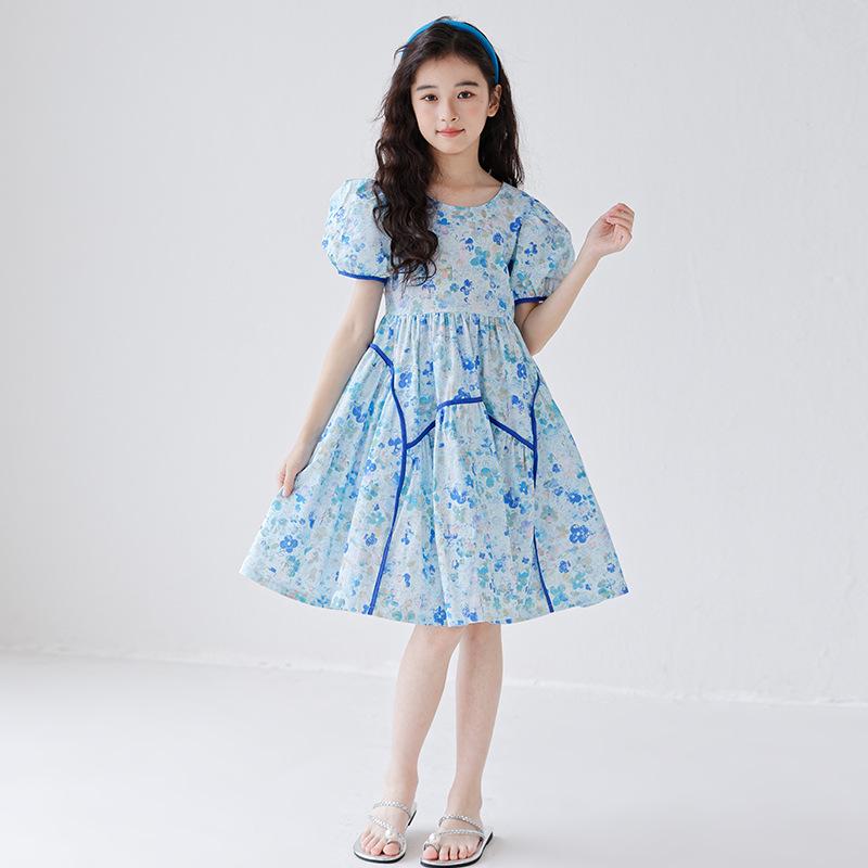 Летнее платье принцессы с цветочным принтом и сборками-смоками для мамы и дочки - Пляжный наряд в корейском стиле для девочек