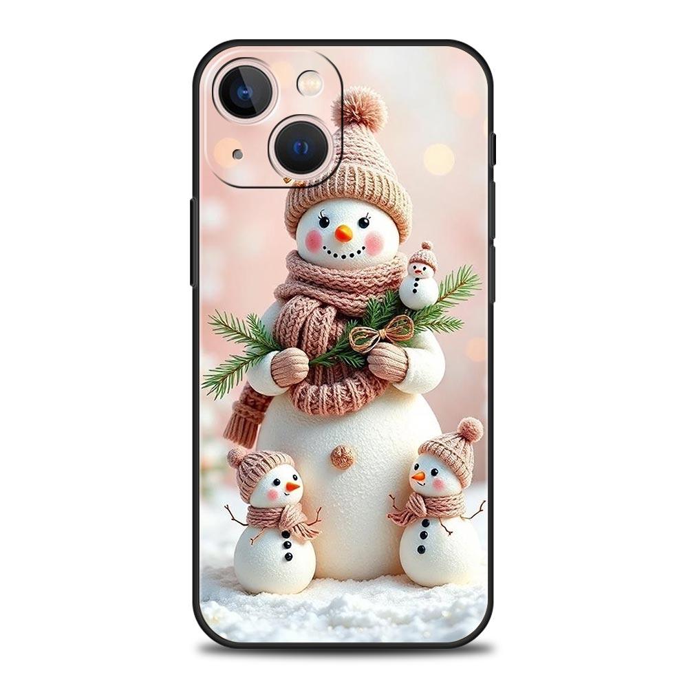 Рождественский чехол-накладка со снеговиком для iPhone 17 16 15 14 13 12 Pro Max 11 Pro Max 17 AIR Plus Ударопрочный мягкий ТПУ корпус Fundas