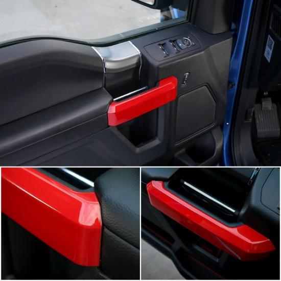 4x Red Inner Car Door Handle Decor Cover Trim For Ford F150 2015-20 Accessories