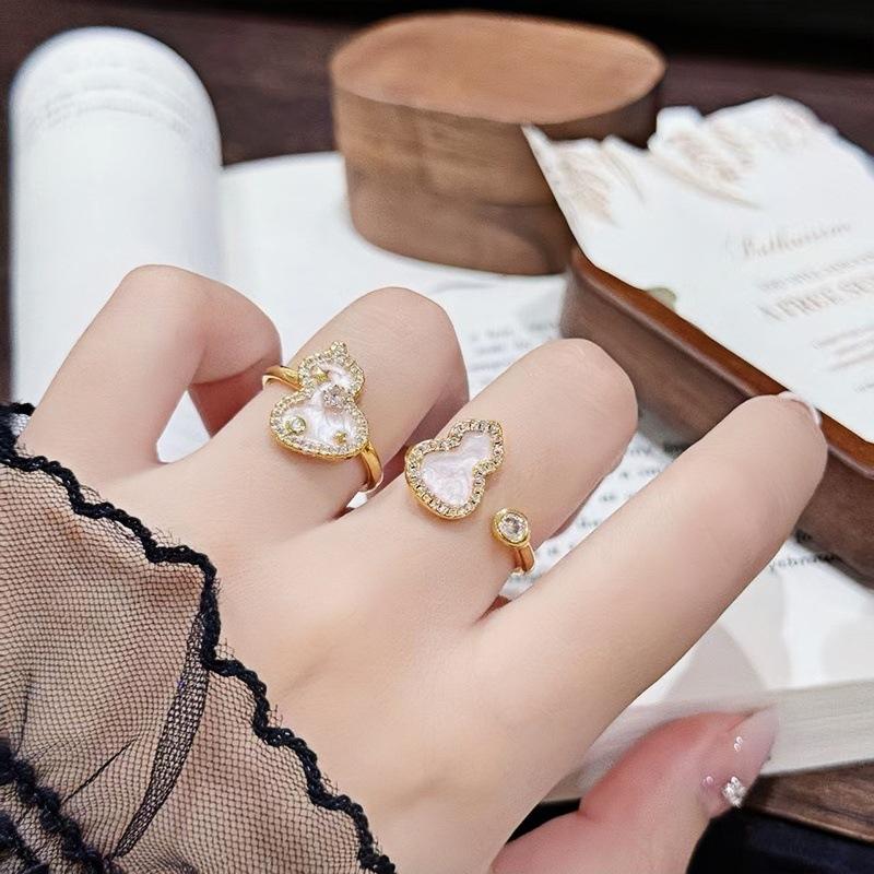 Fairy Hepburn Style Unique Foreign Style Enamel Gourd Open Ring Index Finger Ring Niche High Sense Medieval Ring Girl