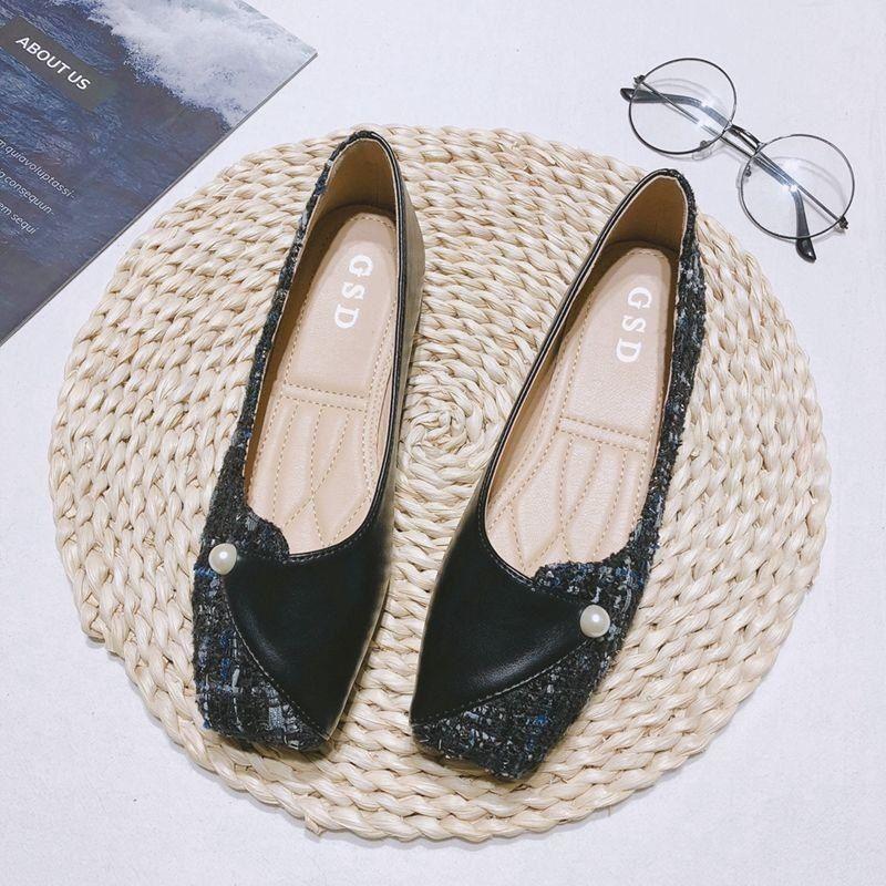 Обувь для женщин 2024 года, квадратный носок, женская летняя обувь, плоские черные туфли на плоской подошве, жемчужные туфли, слипоны со скидкой, высокое качество, популярные
