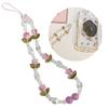 Colorful Floral Bead Phone Lanyard Pearls Wristlet Charm Strap Flower Phone Charm Strap Portable Chain for Smartphones