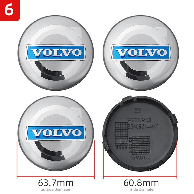 4Pcs 64mm Auto Wheel Center Caps for Volvo S40 S60 S80L XC60 XC90 V40 V50 V90 T6 - Premium Car Hub Cover Replacement Accessories