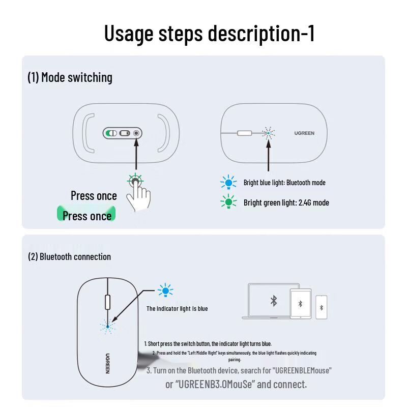 UGREEN Dual-Mode Wireless Silent Mouse