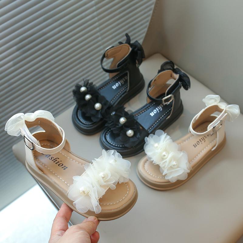 Сандалии принцессы для девочек в римском стиле, милые летние детские сандалии в повседневном стиле с открытым носком, элегантные детские сандалии-гладиаторы с толстым дном и бантом