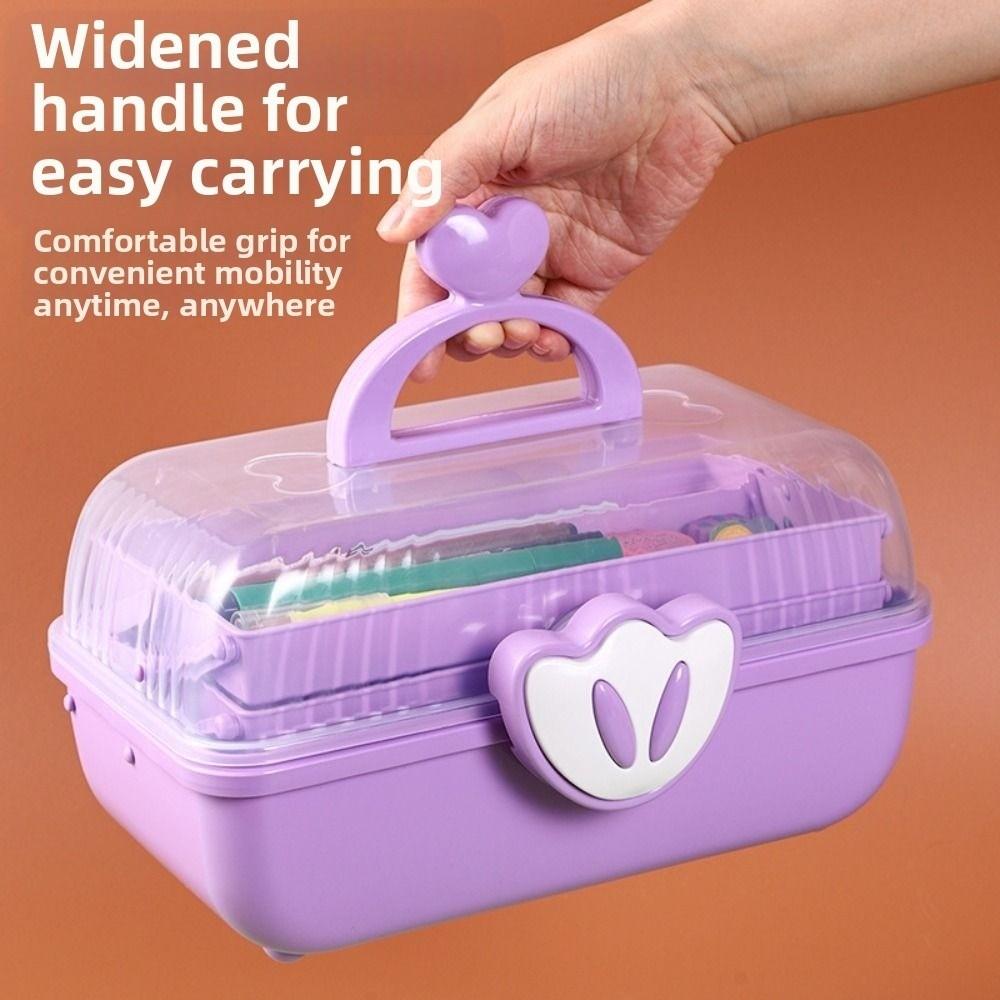 3 Layers Hairpin Storage Box Foldable Transparent Lid Toy Organizer Box Cartoon Large Capacity Jewellery Box Hair Accessories