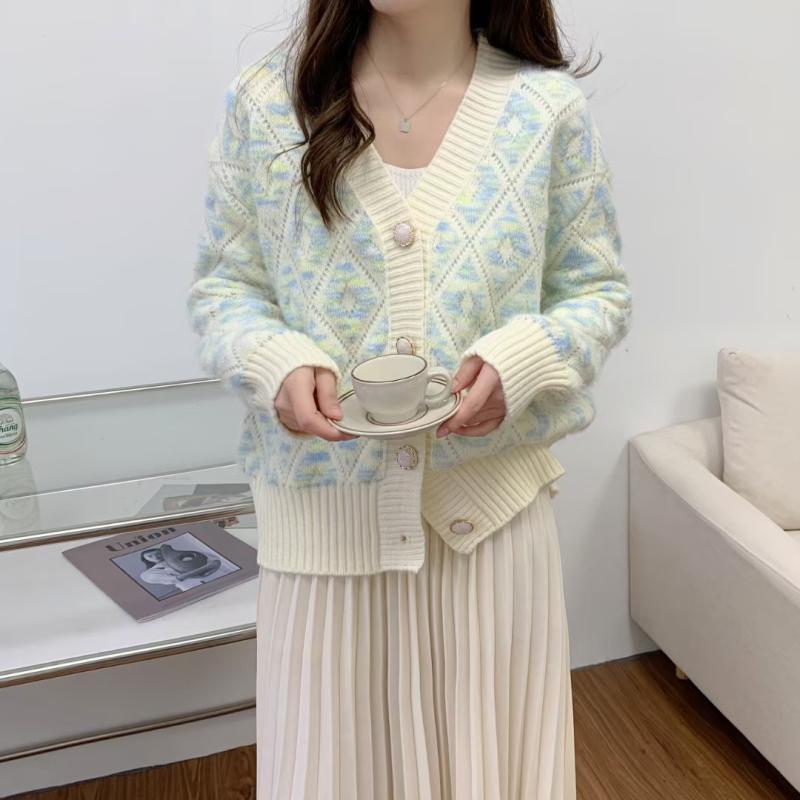 Нежный бархатный свитер с v-образным вырезом для женщин, кардиган, корейский свободный трикотаж, весна-осень 2023, свитер с длинными рукавами, кардиган