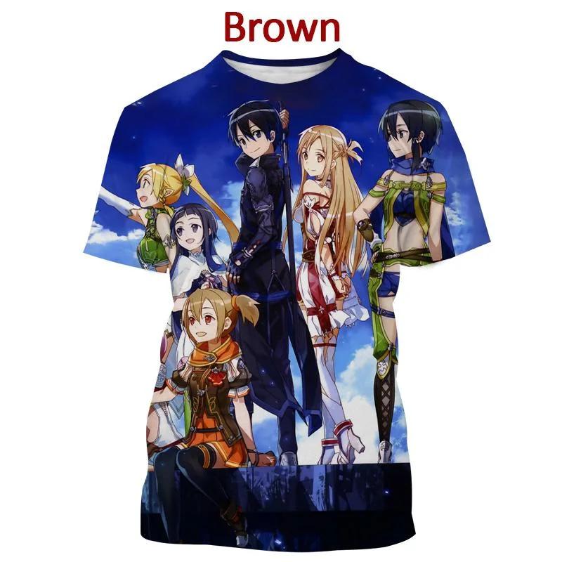 Print Sporty Quick-dry Breathable Men T-shirt Sword Art Online Animation Casual Harajuku Y2K Street Short Sleeve Clothing Top