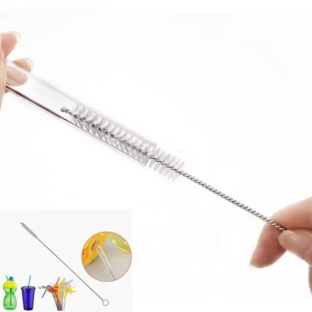5pcs Soft Hair Tube Cleaner Brush Stainless Steel Handle Bottle Cleaning Brush For Straw Bottles