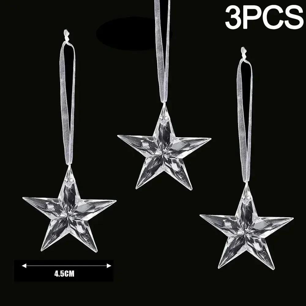 12/1pcs Crystal Snowflake Icicle Christmas Ornaments Xmas Tree Hanging Pendants Holiday New Year Party Transparent Decoration