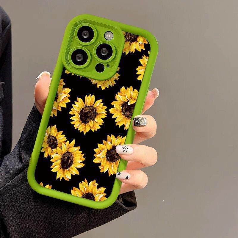 Чехол для телефона iPhone16ProMax с подсолнухом на весь экран 14 Apple 13 матовый 12/15 Премиум 11