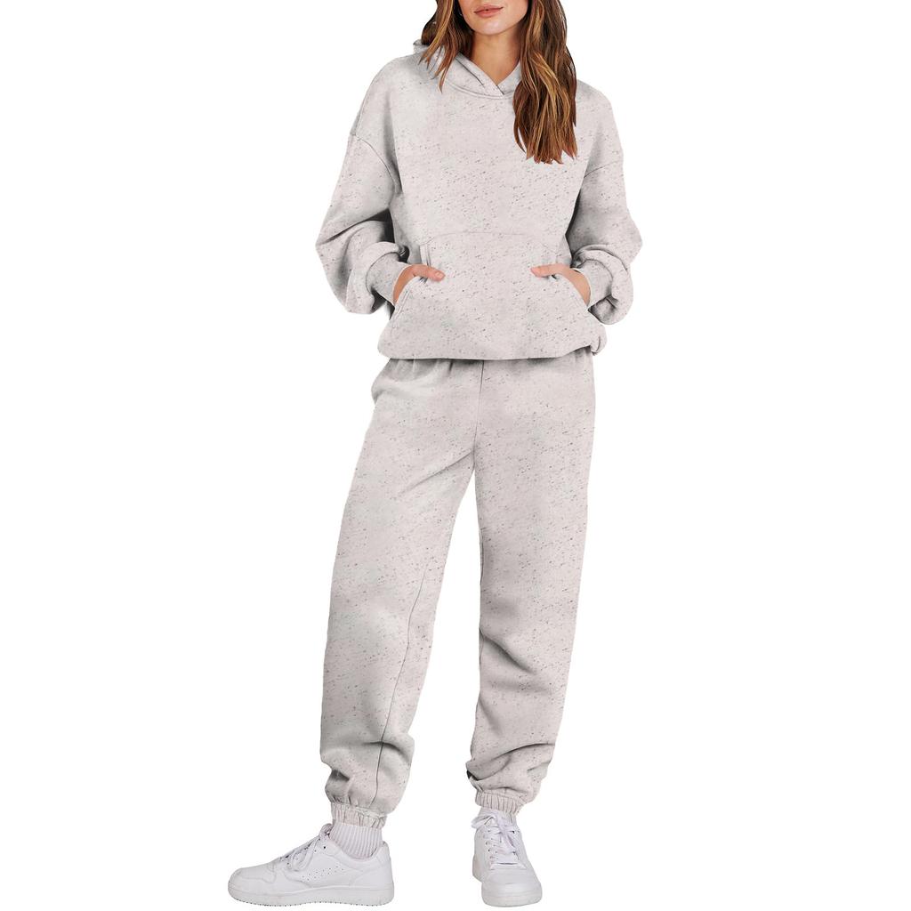 Женский спортивный костюм с капюшоном, унисекс, двухсекционная одежда для бега, пуловер с длинными рукавами, толстовка с капюшоном + комплект спортивных штанов