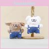 Brown Overalls Dog Plushie Keychain Soft Toy Stuffed With Pp Cotton For Kids Gift