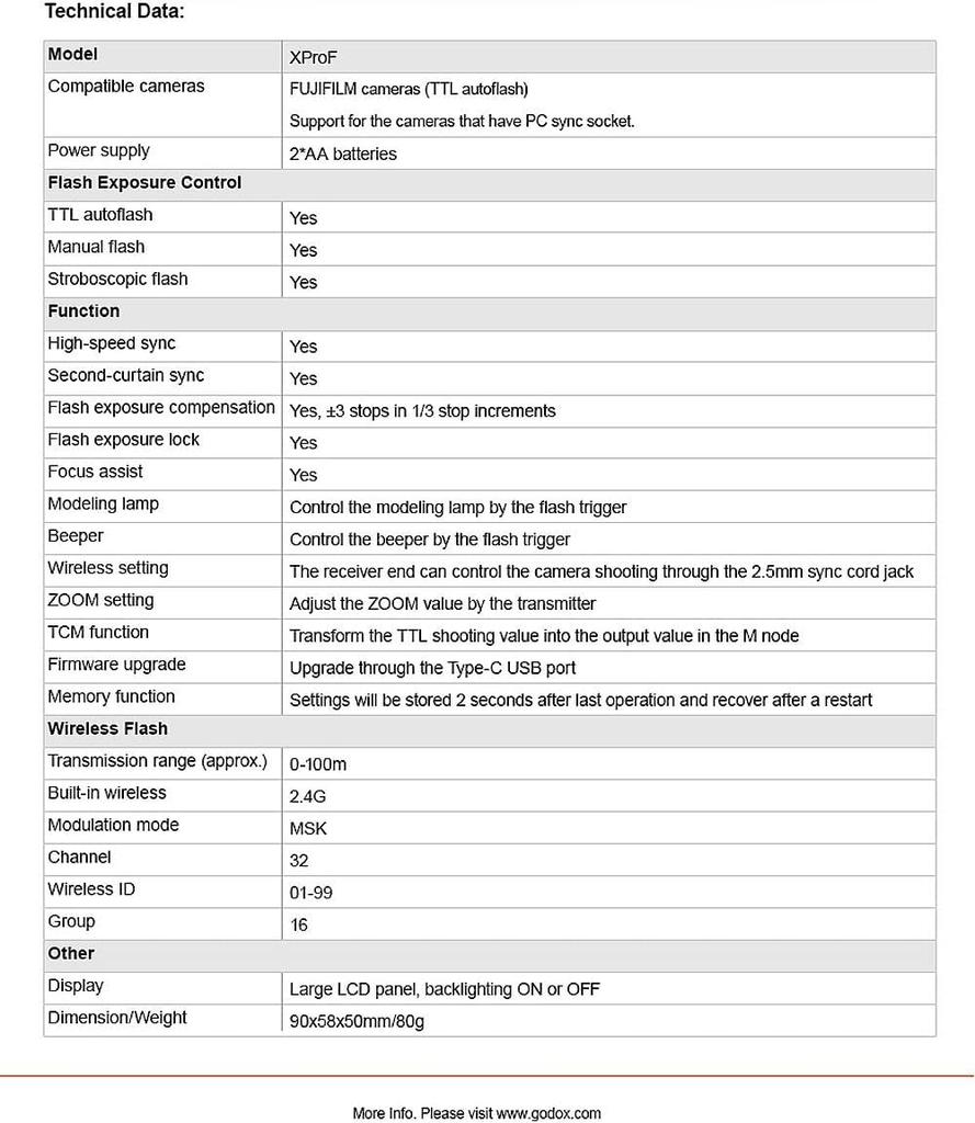 Техническое соответствие Передатчик Godox TTL Беспроводной триггер вспышки Высокоскоростная синхронизация HSS 8000s X Система Совместимость с камерами Fuji [с маркировкой] Xpro-F