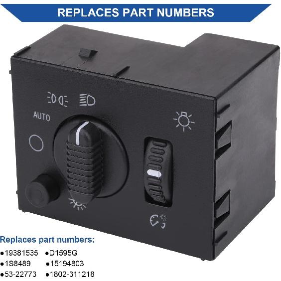 Obaee Headlight Dimmer Headlamp Control Switch & Fog Lamp Switch Compatible With Chevy Chevrolet Silverado Suburban Tahoe Avalanche GMC Sierra Yukon