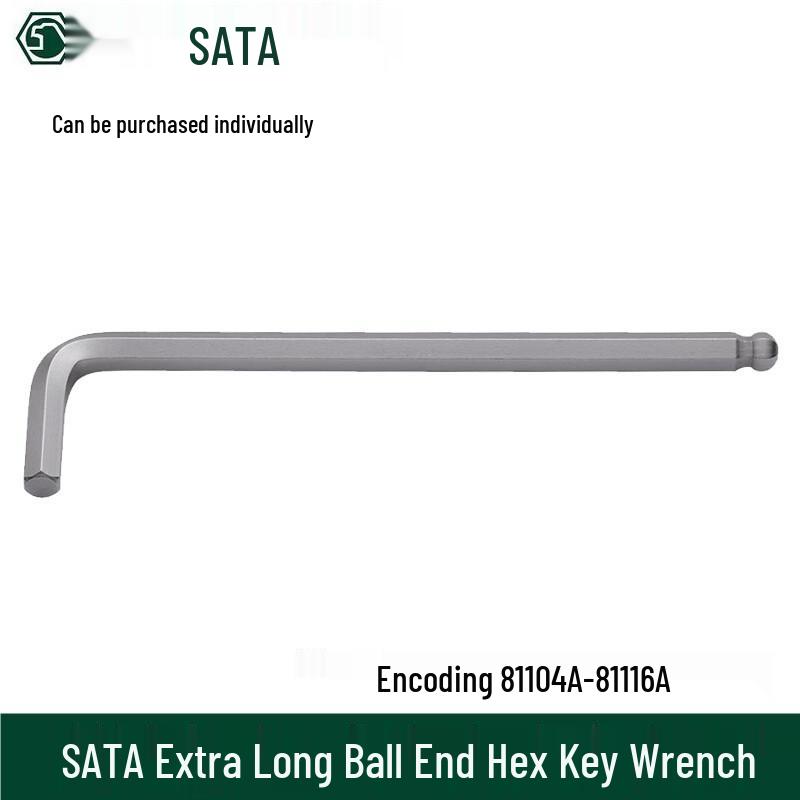 Набор SATA Метрических Шестигранных Ключей с Шаровым Наконечником Extra Long 81104A-81108A