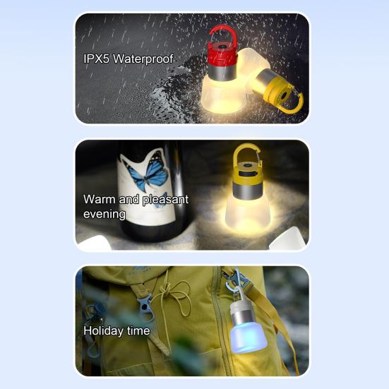 Уличный кемпинговый фонарь с USB-подзарядкой, водонепроницаемый, съемный, с подсветкой для бутылки с водой, портативный, для пеших походов, рюкзака, светодиодная подвесная лампа